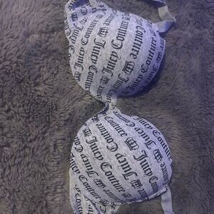 Juicy Couture Gray & Black Logo Print Bra